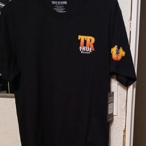 True Religion Black Tee with Vibrant Logo